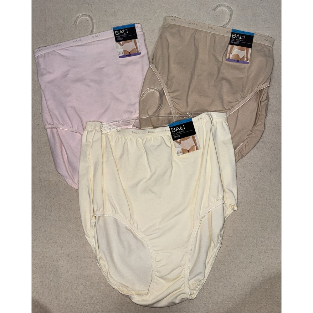 NEW Lot of 3 Bali Women's Full Cut High Cotton Brief 2324 Size 2XL / 9